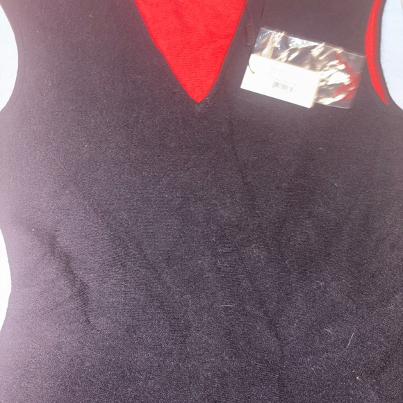 NWT MILLY stretchy v-neck reversible hi-lo l dress in red/black L - Picture 5 of 5